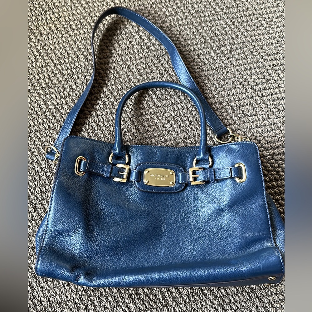 Michael Kors leather blue tote purse. Gently used